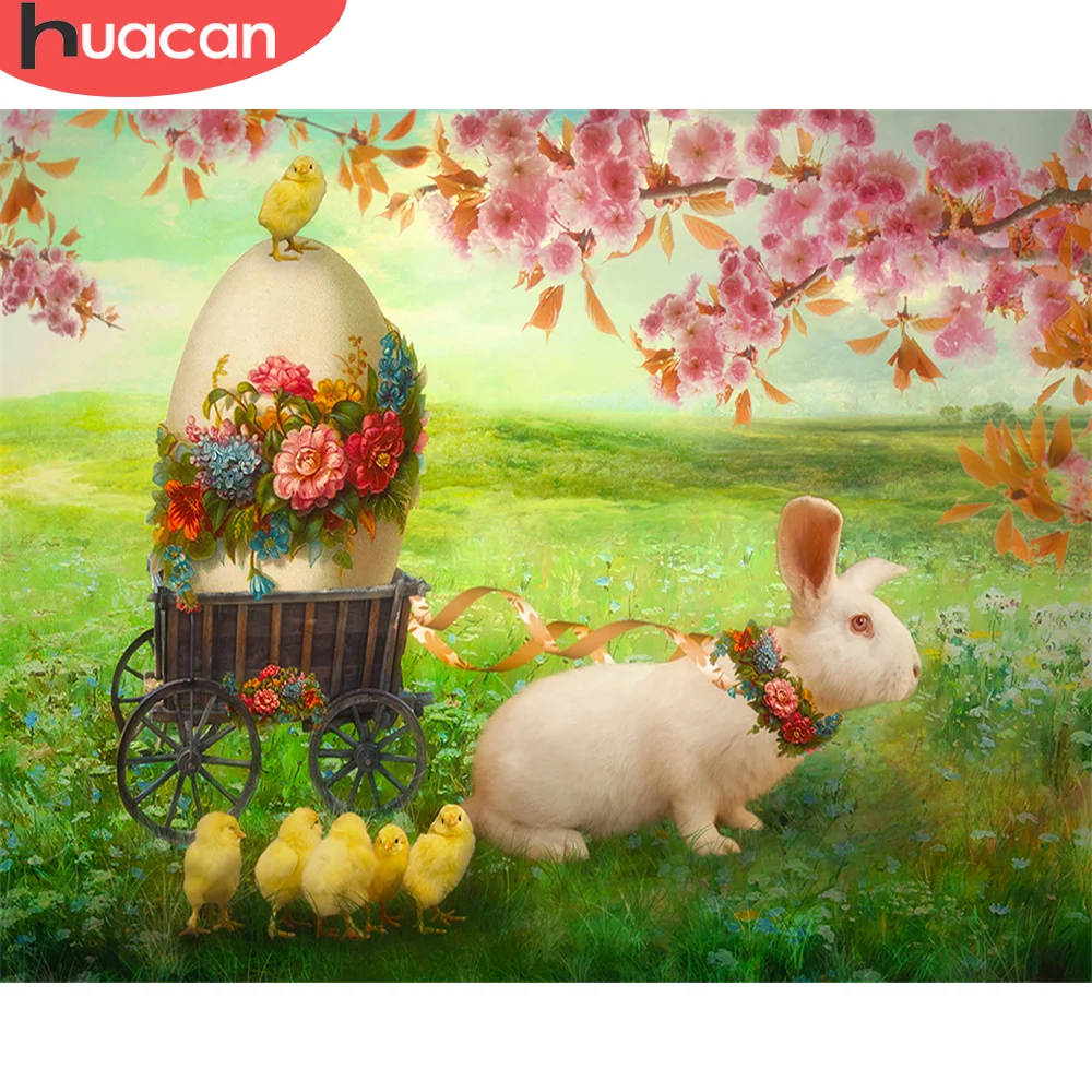 

HUACAN Coloring By Numbers Rabbit Animal HandPainted On Canvas Unique Gift Paint Easter Children's Room Decor