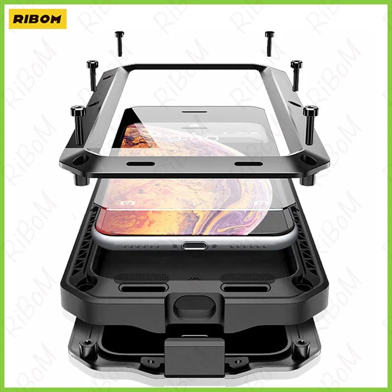 

New Shockproof Armor Metal Aluminum Phone Case For IPhone 11 Pro XS MAX XR X 7 8 6 6S Plus 5S 5 SE 2020 Full Protective Bumper