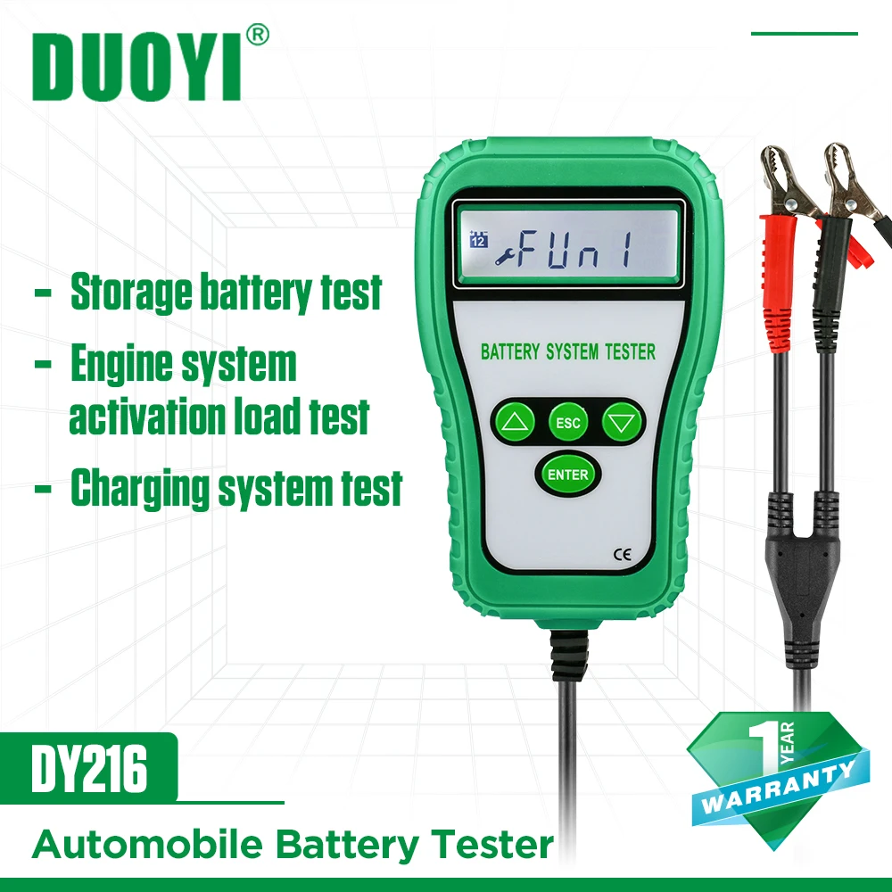 

DUOYI DY216 3 In 1 Car Battery Tester Traction 12V DC Load Starting Charge Tester 1700 CCA Test Tool Battery Measurement