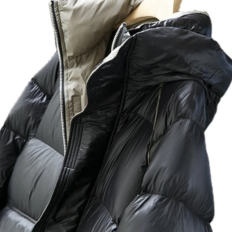 Men Hooded Duck Down Long Winter Jackets Casual Zipper Parkas Streetwear Warm Jackets with Pocket 2022 Fashion Down Coat for Man