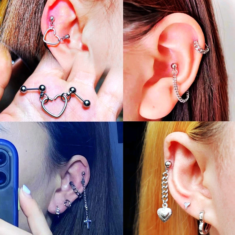 Уникальная цепочка из хирургической стали для пирсинга завитка ушной раковины