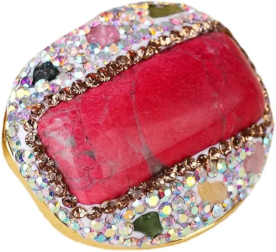 

Красный бирюза YEEVAA, инкрустированный турмалином, Искусственный драгоценный камень, винтажное регулируемое широкое кольцо с драгоценным камнем, ювелирные изделия в подарок