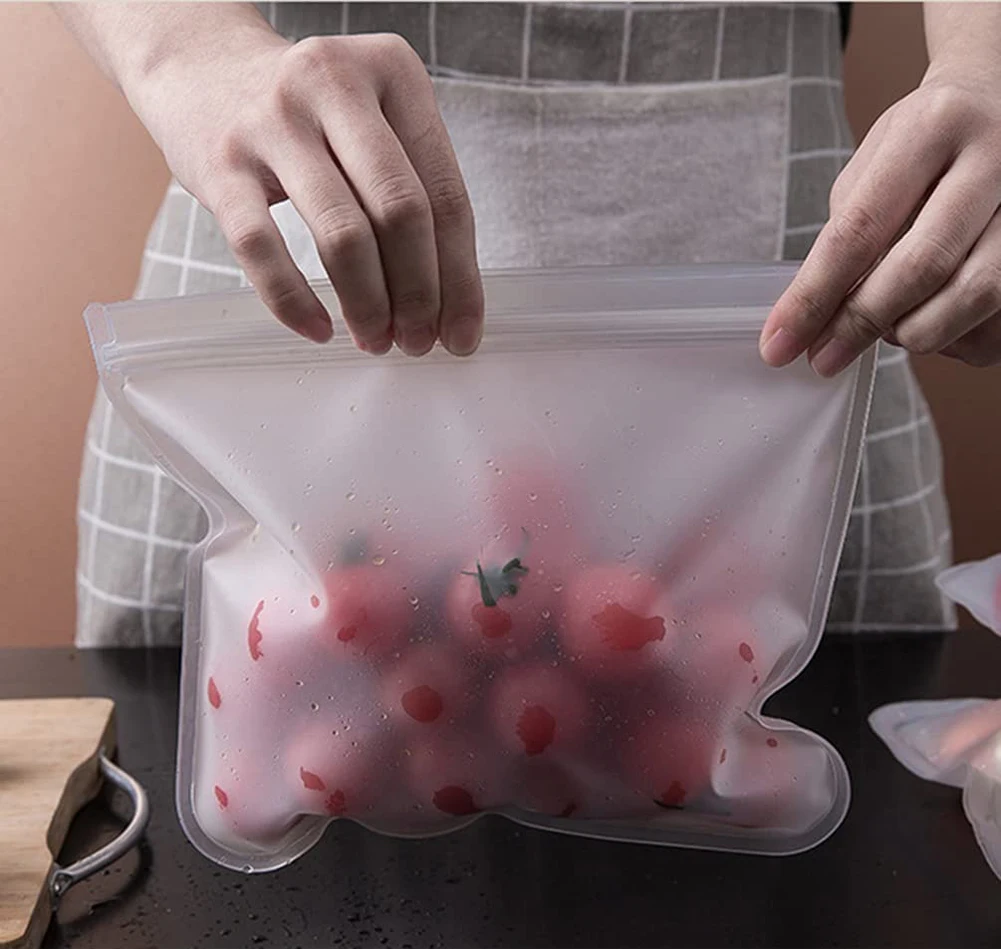 

Silicone Food Storage Bag Reusable Stand Up Zip Shut Bag Leakproof Containers Fresh Bag Food Storage Bag Fresh Wrap Ziplock Bag