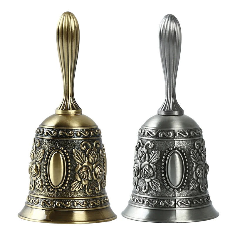 

Zinc alloy Rose Pattern Dinner Hotel Hand Bell Christmas gifts calls bell bar counter dining hall table bell