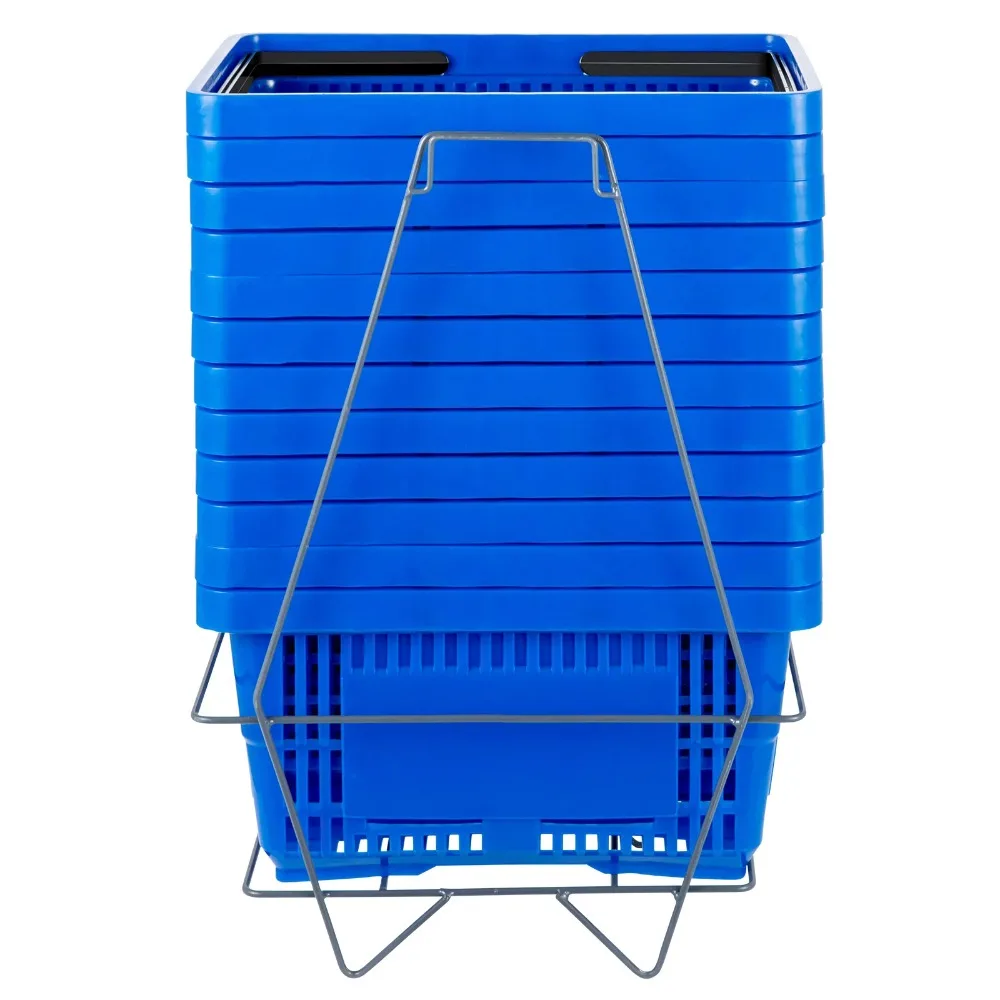 

Organizers Shelves Shopping Basket Store Baskets W/ Plastic Handle 12Pcs Blue Free Shipping Organizer Storage ，16.9" x 11.8"