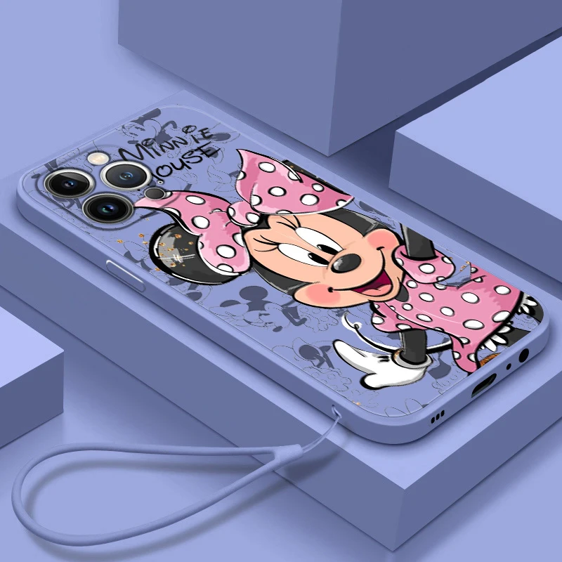 

Minnie Mouse Pink Cute For Apple iPhone 14 13 12 Mini 11 Pro XS MAX XR X 8 7 6S SE Plus Liquid Rope Soft Phone Case Coque Capa