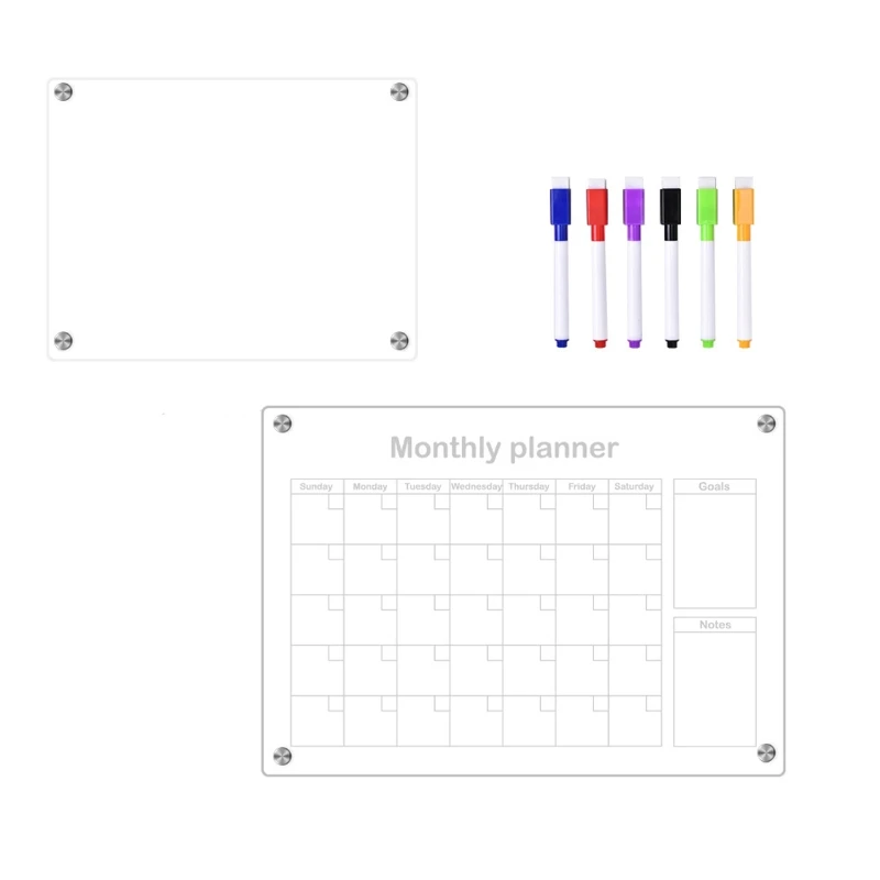 

Magnetic Week Planner for Refrigerator, Easy to Clean Acrylic Memo Board,
