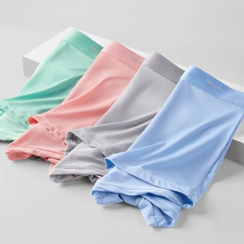 4XL Mens Boxers Shorts Underwear Ice Silk Antibacterial Boxershorts Men Panties Sexy Underpants Breathable Briefs Large Size