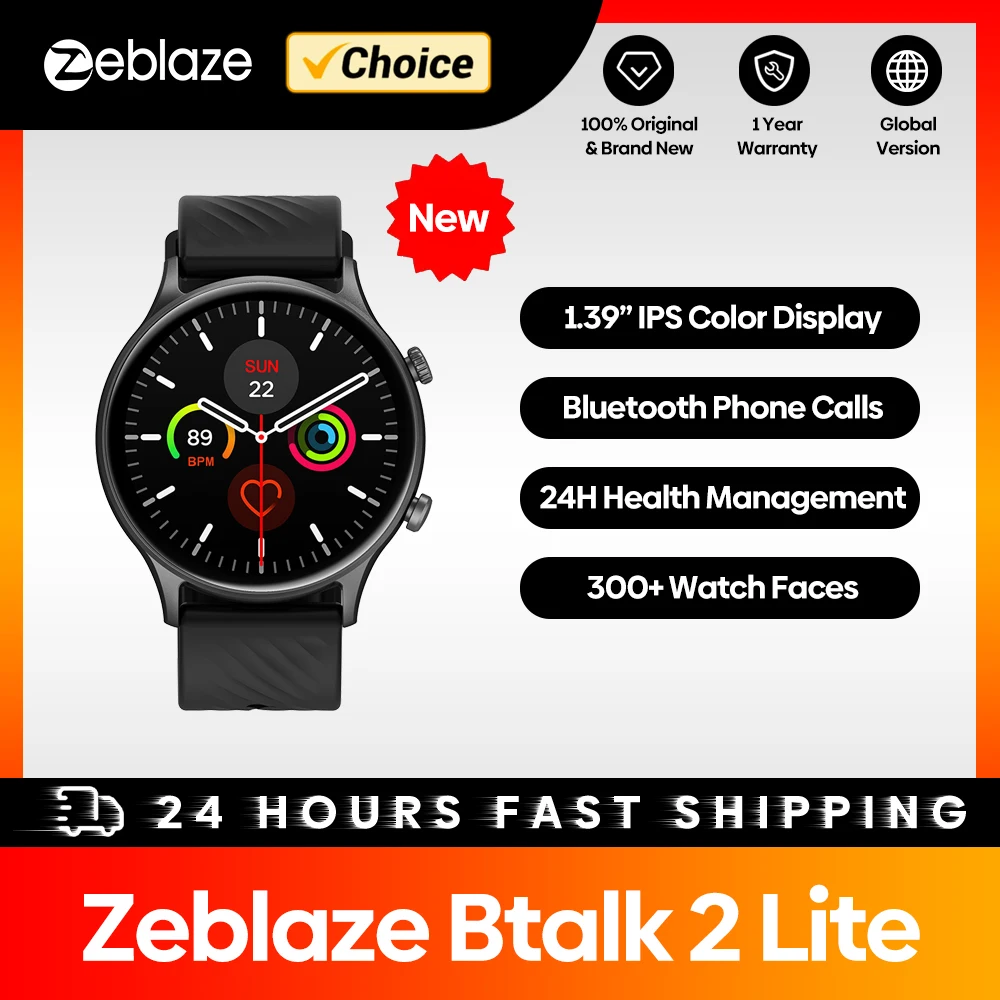 Смарт-часы Zeblaze Btalk 2 Lite 1 39 Дюйма HD-дисплей Bluetooth-вызов Фитнес-трекер Монитор