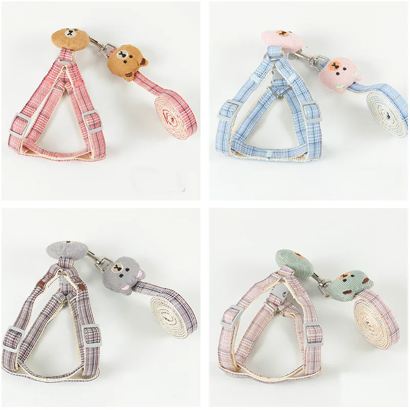

New Pet Harness Chested Type Dog Leash Anti-Break Cartoon Bear Vest Type Cat Harness Pet Supplies