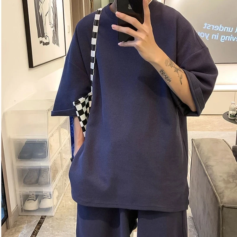 

Костюм мужской однотонный из жакета и шорт, тонкий пиджак с короткими рукавами и одним карманом, до колена, Одежда большого размера в Корейском стиле, на лето