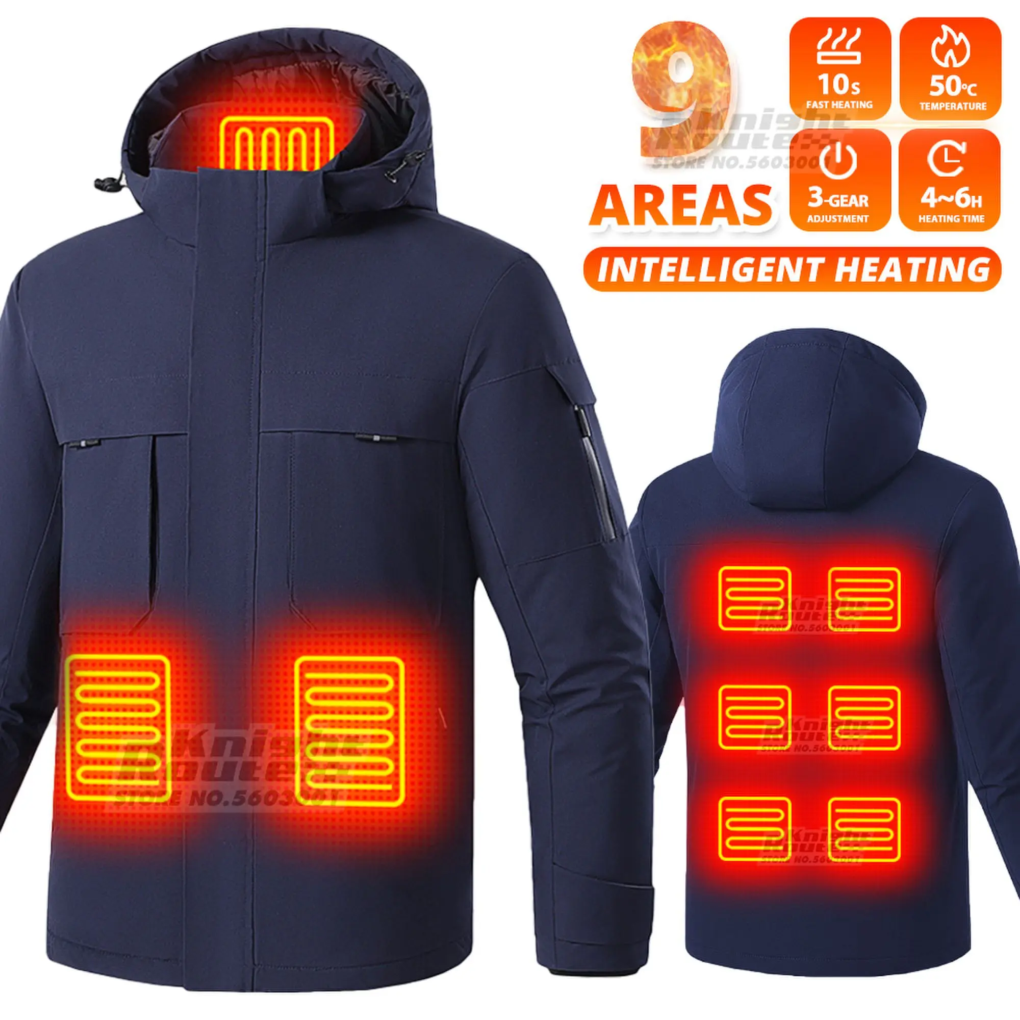 

Мужская и женская куртка для сноуборда, Теплая Лыжная теплая куртка с подогревом USB, для отдыха на открытом воздухе, рыбалки, 9 областей