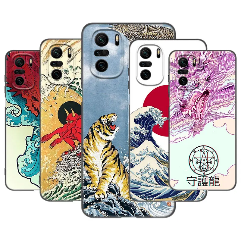 Japanese Wave Anime Dragon Tiger Phone Case For Xiaomi Mi POCO X3 NFC GT M4 M3 12 11T 10T Pro A2 11 Lite NE 11i 5G 12X F3 A3