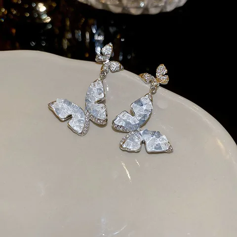 Изысканные серьги-подвески в виде бабочки с кристаллами из циркона для женщин, роскошные женские украшения