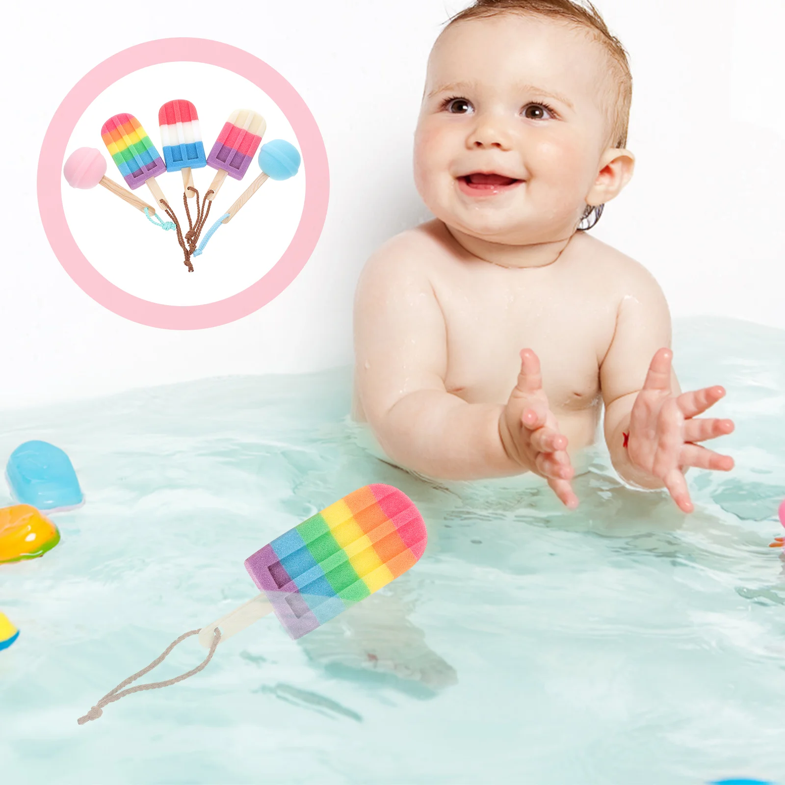 

1 Set 5Pcs Comfortable Baby Shower Sponges Colorful Baby Infant Bath Brushes