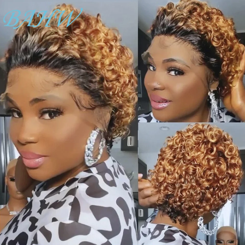 Индийский парик вырезанная челка 1B/99J цвет 13X1 кружевной Джерри вьющиеся короткие