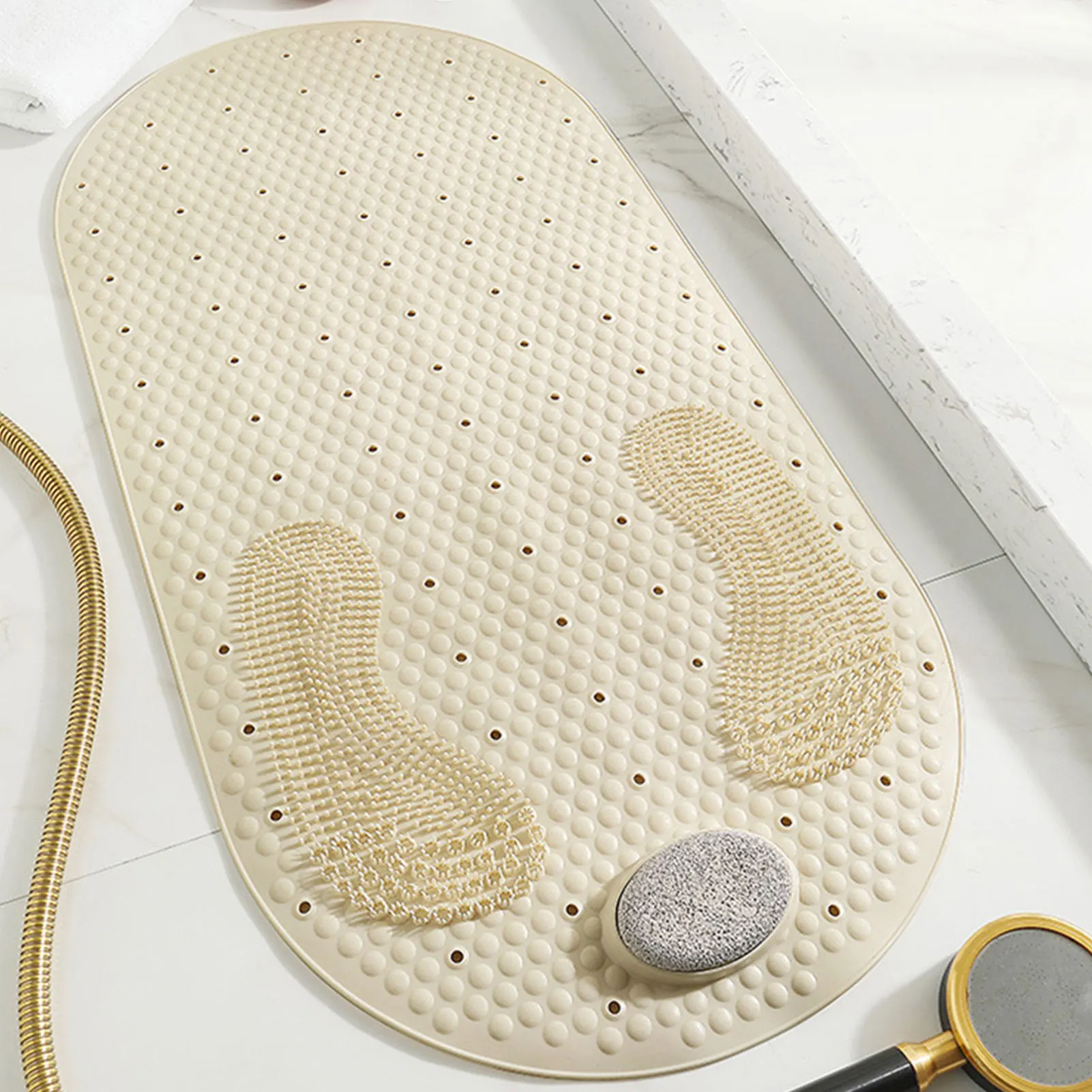 Non-Slip Bathtub Mat Foot Scrubber Shower With Pumice Feet Scrub Stone Bath Tub Oval Antislip Su | Дом и сад