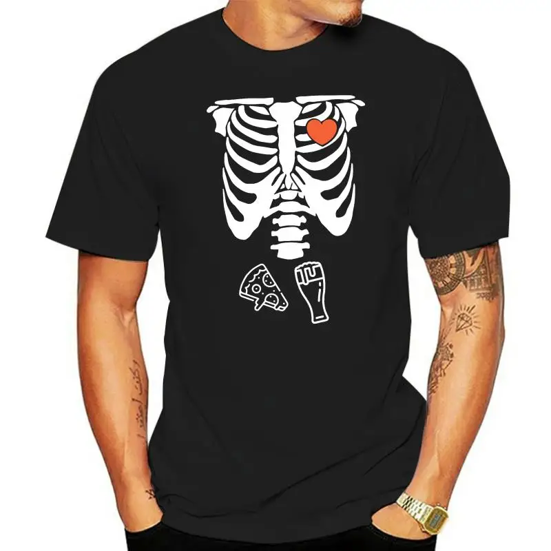 

Skeleton Loving Pizza And Beer Halloween Men's Black T-shirt NEW Sizes S-3XL New 2018 Fashion Mens T Shirt Slim