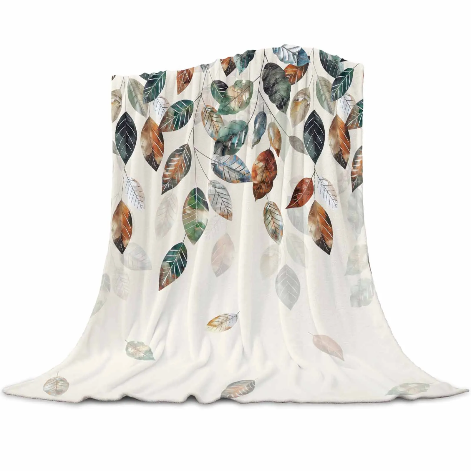 Осеннее одеяло с желтыми листьями для дивана теплое фланелевое из микрофибры