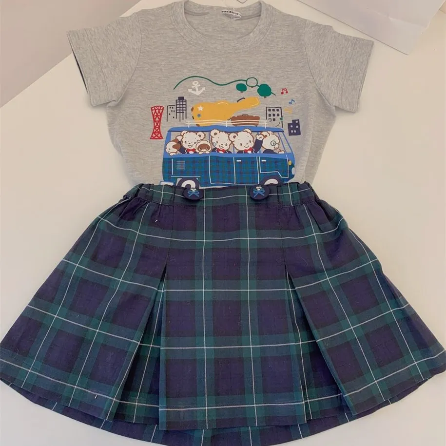 

Summer girls plaid skirt preppy pleated skirt baby girls clothes sweet kids clothes