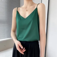 silk v neck suspenders womens summer outer wear loose inner wear sleeveless vest top small suit knitted bottoming shirt