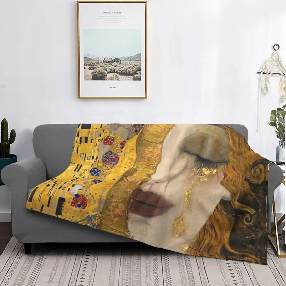 

Gustav Klimt Knitted Blanket Flannel Freya's Tears Super Warm Throw Blankets for Bedroom Sofa Bedroom Quilt