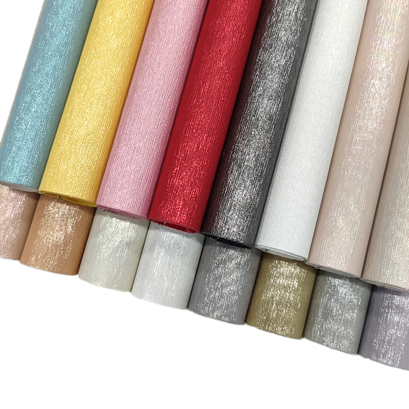 

XHT Plain Design Embossing Metallic Laser Mirror Reflective PU Faux Leather Fabric for Making Shoe/Bag/Decoration/Craft