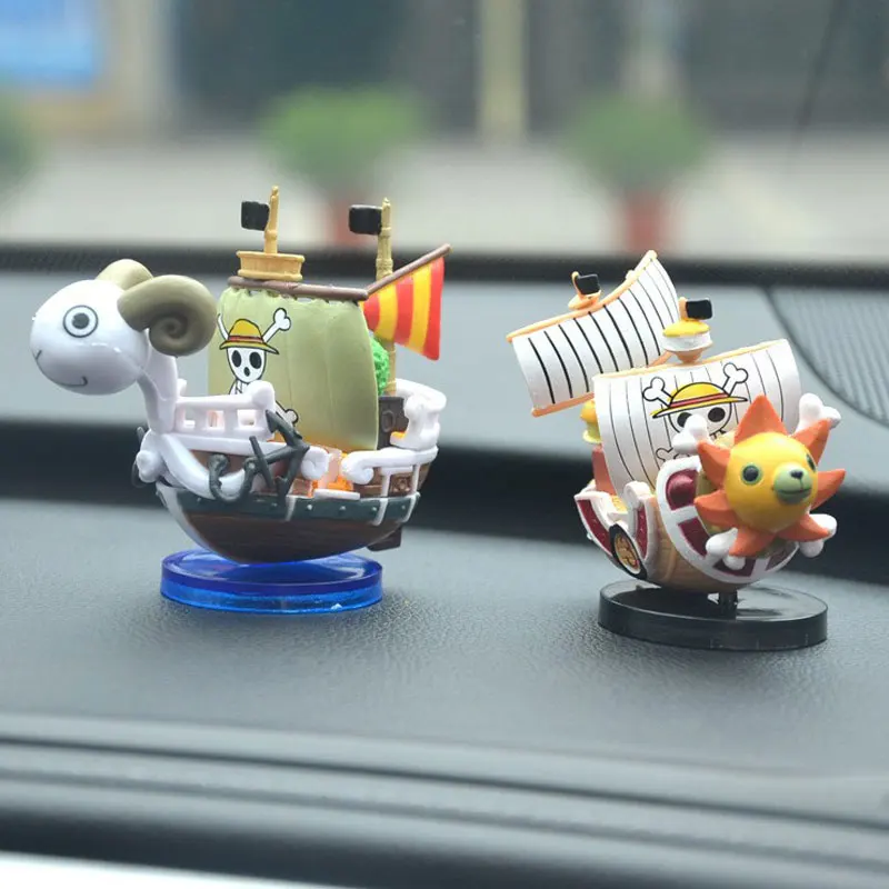

7Cm Anime One Piece Figures Model Toys Super Cute Mini Boat Thousand sunny Going Merry Assembled Model Action Figure Gifts