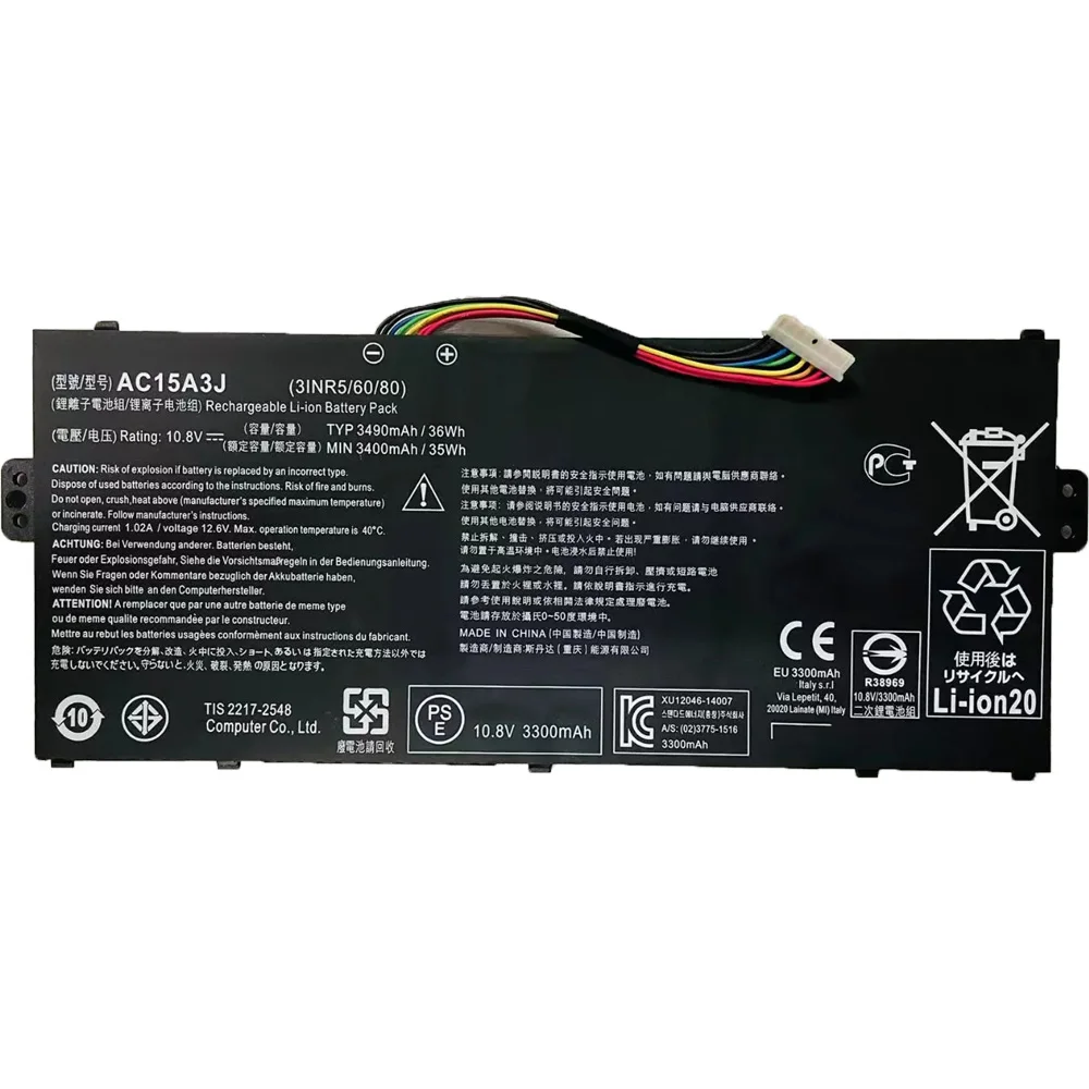 Фото Аккумулятор для ноутбука AC15A3J AC15A8J 10.8V 36Wh 3490mAh для Acer Chromebook 11 C735 C735-C7Y9 CB3-131 R11 C738T CB3-131 CB5-132T №2