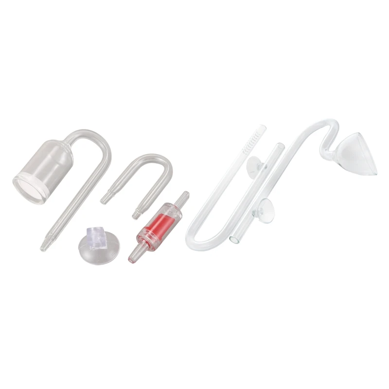 

4 Pcs Aquarium Glass Plant Co2 Diffuser U Shape Tube Set For Plant Fertilizer Fish & 1 Pcs Aquarium Glass Outflow + Inflow Lily