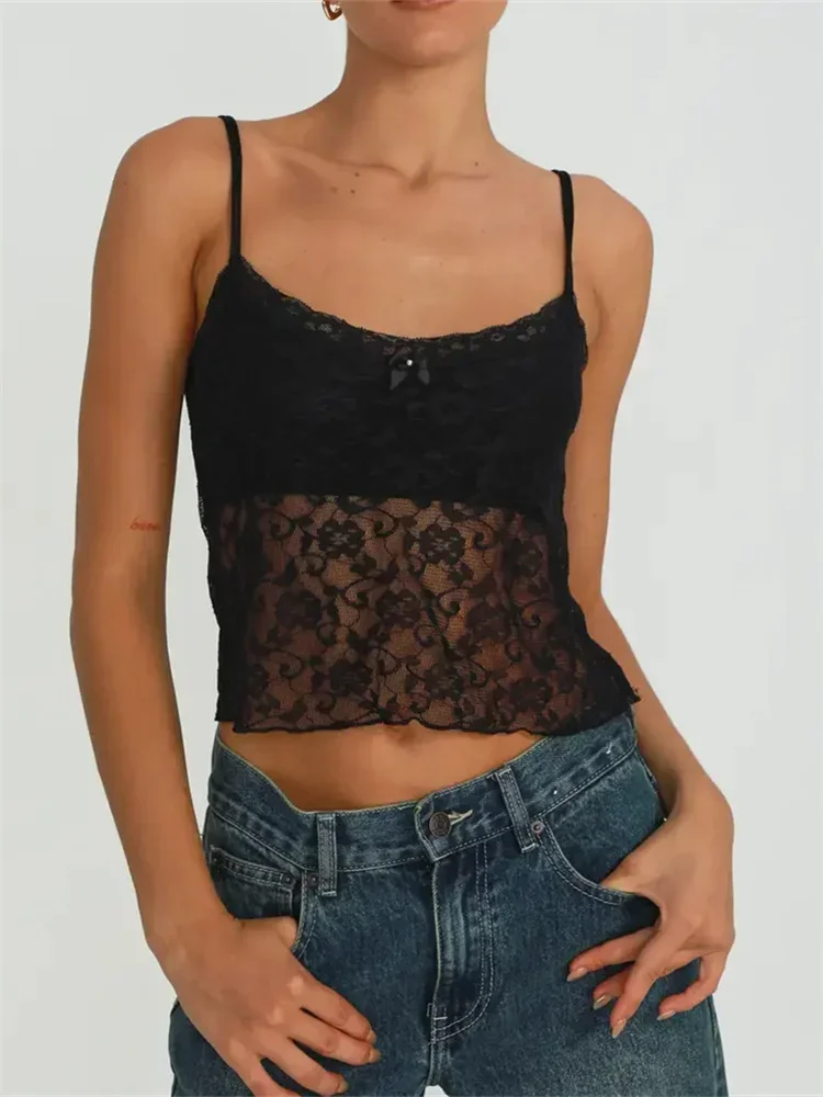 Женский Прозрачный Топ С Кружевной Отделкой CHRONSTYLE В Стиле Пэчворк Майка Без