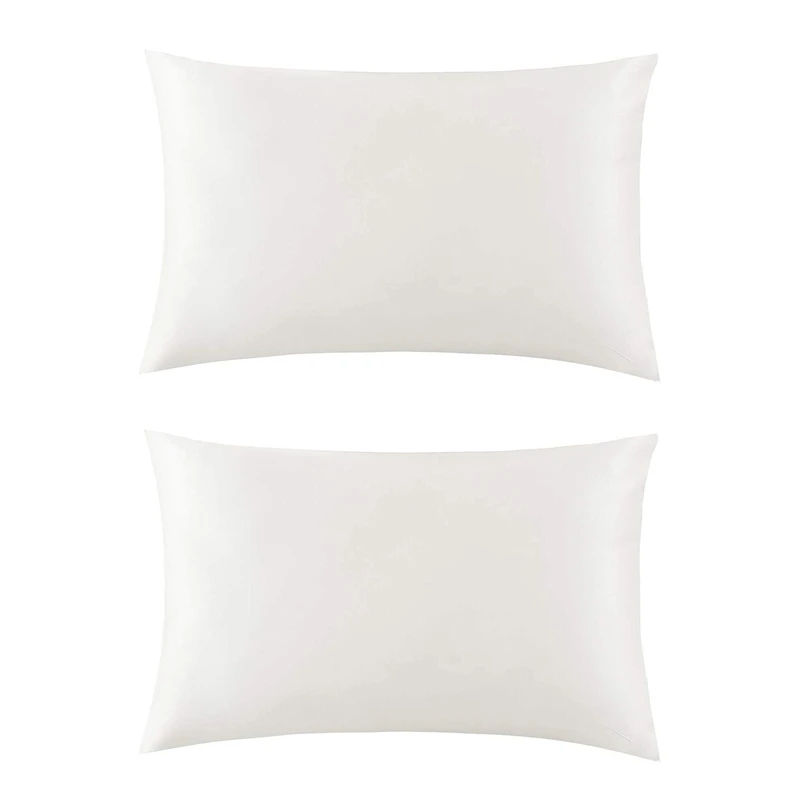 

LBER 2X Both Sides Natural Pure Mulberry Silk Pillowcase For Hair And Skin, 600 Thread Count 50X75cm-Ivory White