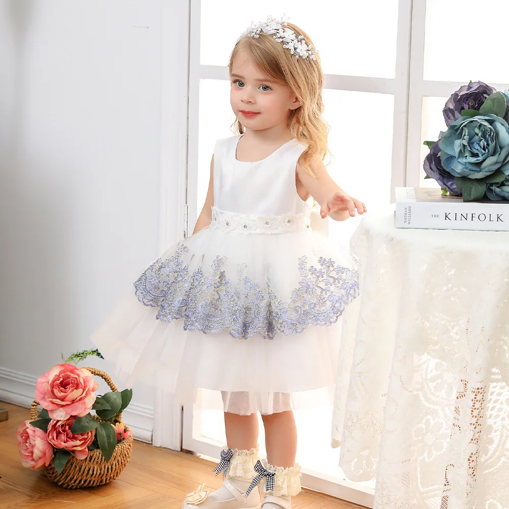 

2022 Child Elegant Princess Dress Party Bridesmaid Dresses For Wedding Evening Party Embroidery Flower Girl Costume Kids Vestido