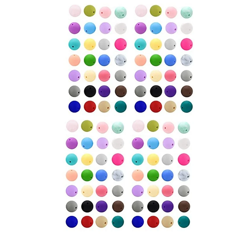 

280Piece 15Mm Silicone Beads 30 Mixed Silicone Beads Bulk Round Silicone Beads For Keychain Making Kit