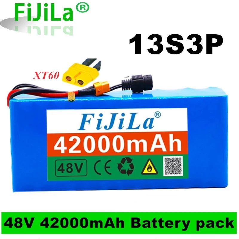 

48VLithium Ion Battery 48V 42Ah 1000W 13S3P Lithium Ion Battery For 54.6VE-bike Electric Bicycle Scooter With BMS with XT60 Plug