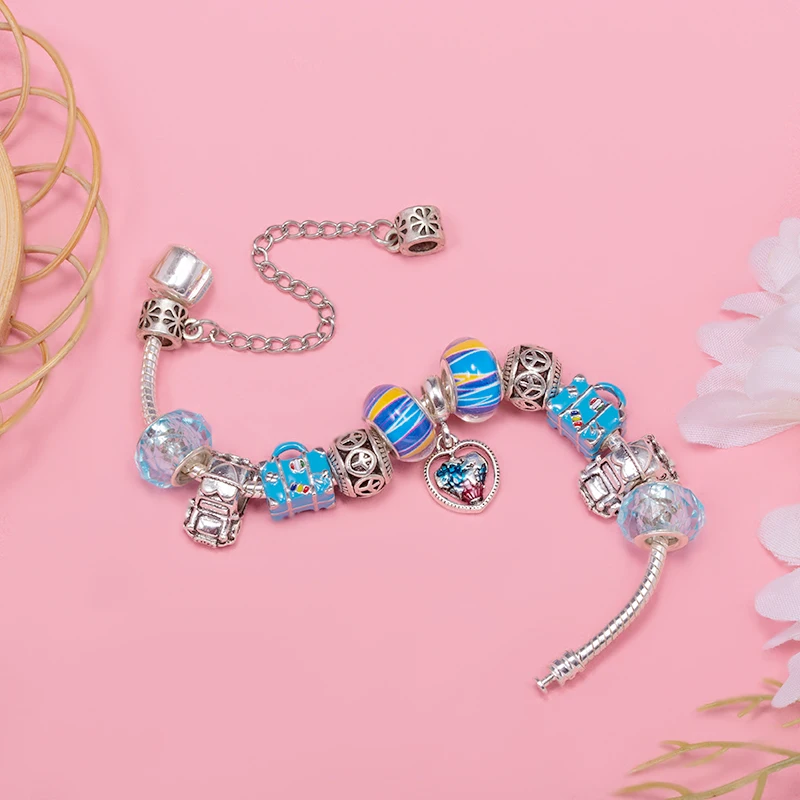 Глобальная версия цепочка с подвесками в виде синей земли сделай сам брендовый