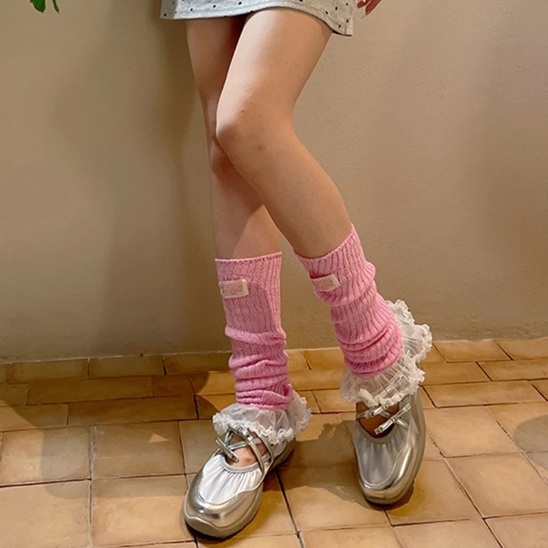 SZL женские JK девушки эстетические ребристые вязаные теплые носки до середины