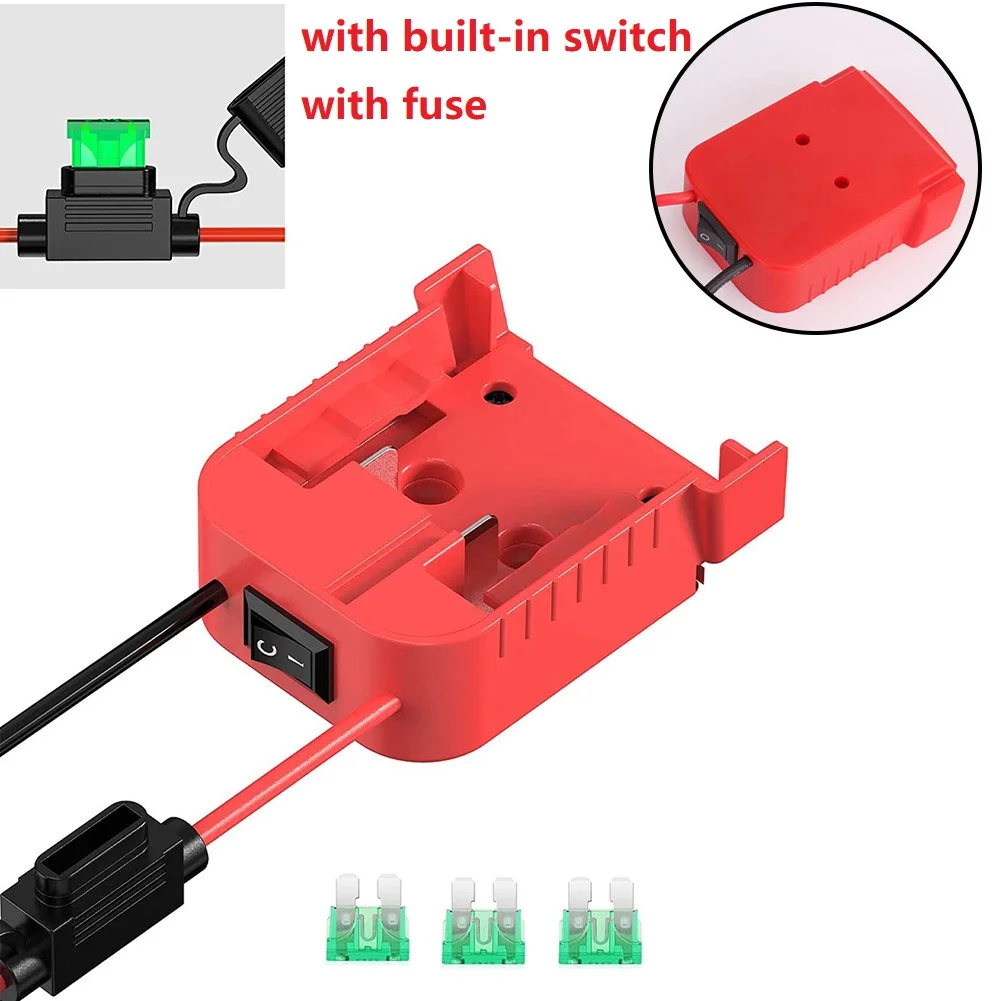 Battery Adapter With Fuse Built-In Switch 30A Replacement Fuses Set Power Wheel Adapter For Milwaukee 18V To Dock Holder 14Awg enlarge