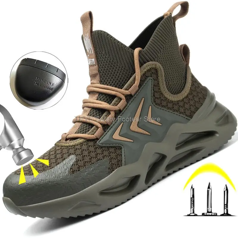 

2022 Fashion New Safety Shoes For Men European Standard Steel Toe Shoes Breathable Work Safety Boots Men's Work Shoes Sneakers