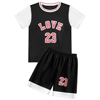 unisex boys girls casual sports tracksuit short sleeves breathable top shorts set kids football basketball clothes sports outfit