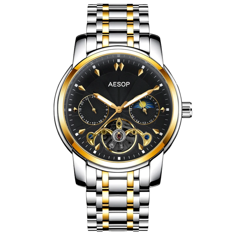 

AESOP Watches for Men Tourbillon Mechanical Fashion Automatic Skeleton Mens Mechanical Watch Clock Wristwatch Relogio Masculino