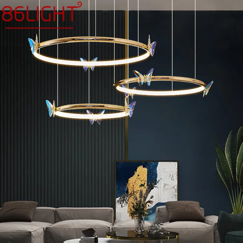

86LIGHT Nordic Pendant Lights LED Creative Ring Butterfly Fixtures for Home Living Dining Room Bedroom Decor