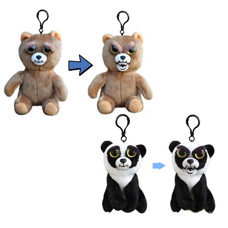 

Мягкие игрушки для детей Feisty Pets со смешным лицом, снежный леопард, мягкая плюшевая панда, медведь, злые животные, собака, игрушка, брелок