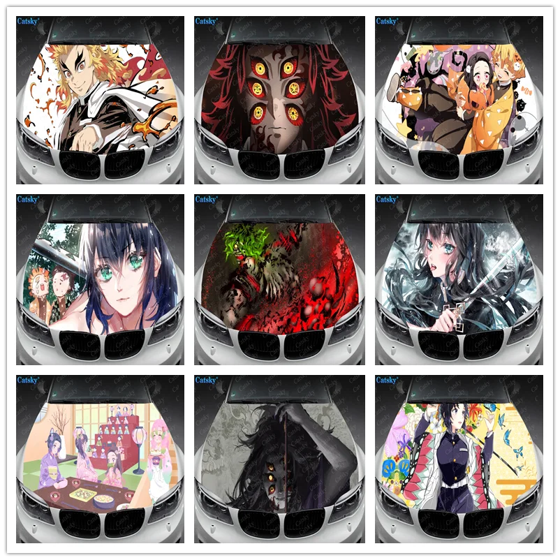 

Demon Slayer: Kimetsu No Yaiba Anime Car Hood Vinyl Stickers Wrap Vinyl Film Engine Cover Decals Sticker Car Auto Accessories