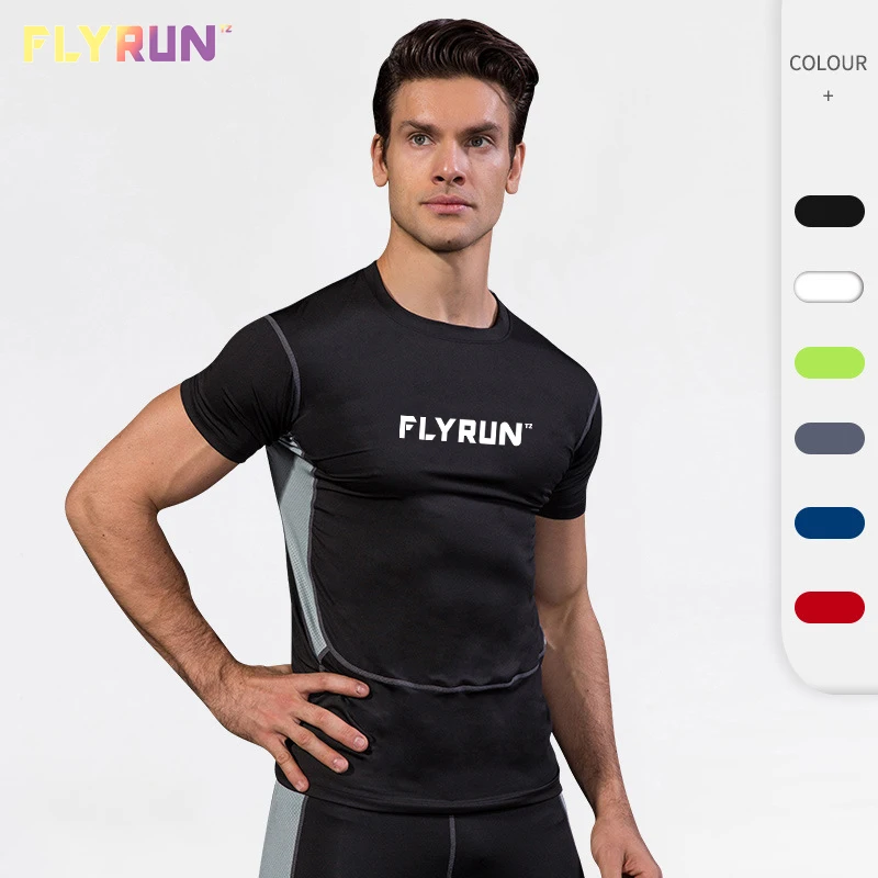 

Quick Dry T-shirt Men Summer 2022 Patchwork Short Sleeve Tight Sports Tops Fitness Running Bike Stretch Sweat Wicking Clothes