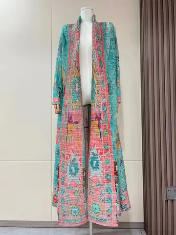 Женское плиссированное платье миаке, зимнее оригинальное дизайнерское платье-Кардиган с длинным рукавом и складным воротником, 2024