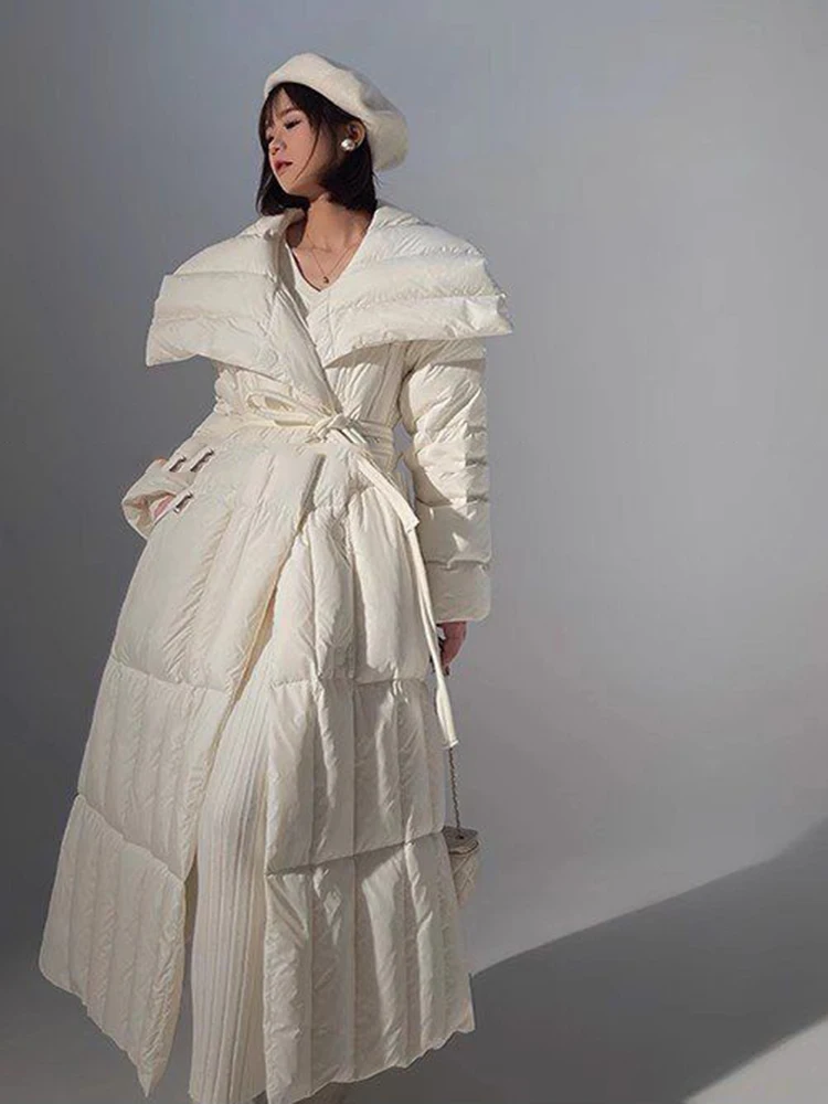 Женские зимние толстые теплые 90 белых утиных пуховых пальто женские длинные