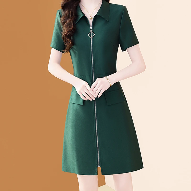 EVNISI Зелёное платье-поло