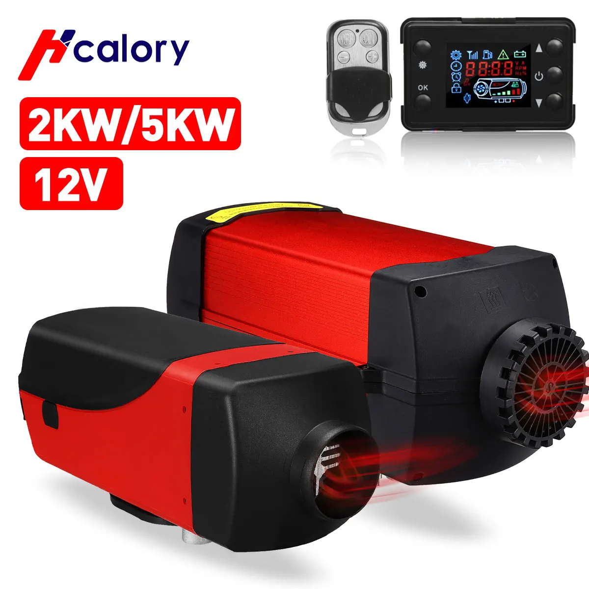 $104.92 12V 5KW 2KW Car Diesels Air Parking Heater Aluminum Shell 5KW Air Parking Heater LCD Switch+50m remote for SUV, RV, warehouse