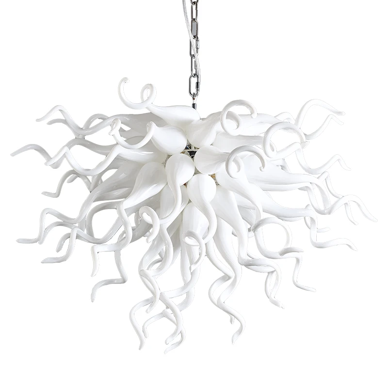 

Milk White LED Pendant Lamps Borosilicate Glass Murano Chandelier for Art Deco Accept Customization